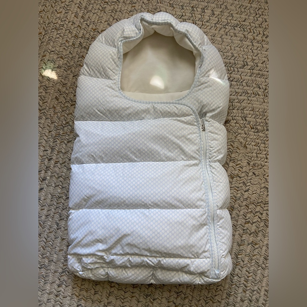 Gucci Micro GG White/Light Blue Stroller Footmuff Sleep Nest Bag
